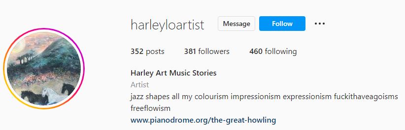 Loudon's Instagram account