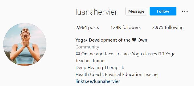Luana's Instagram account