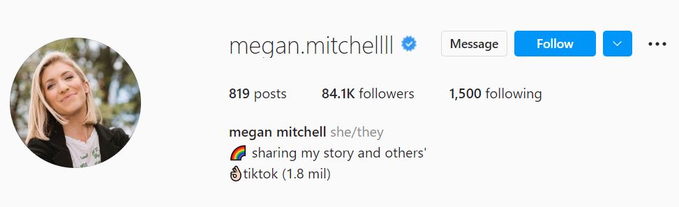 Megan's Instagram account