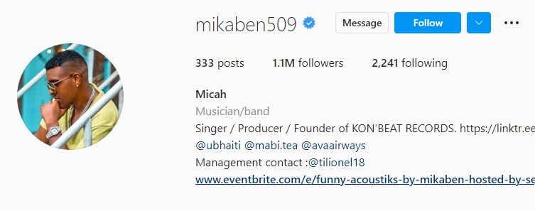 Mikaben Instagram account