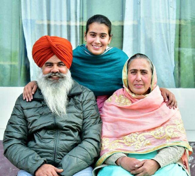 Narinder Kaur with her parents