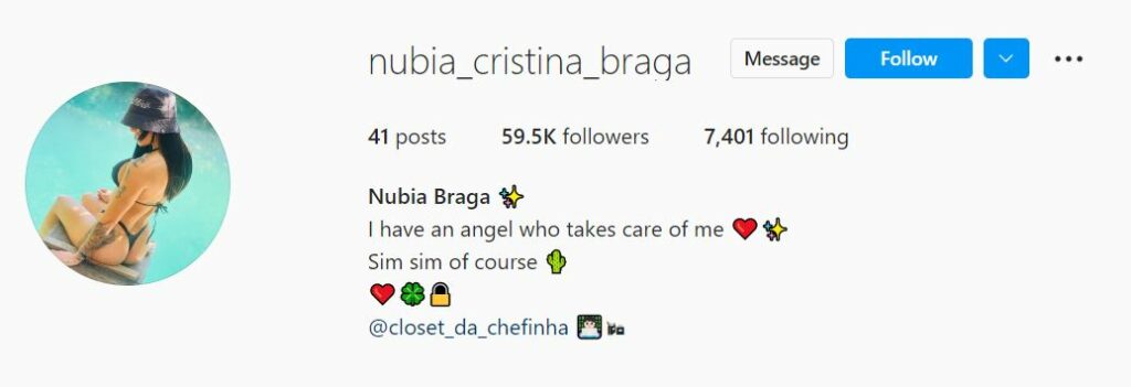 Nubia's Instagram account