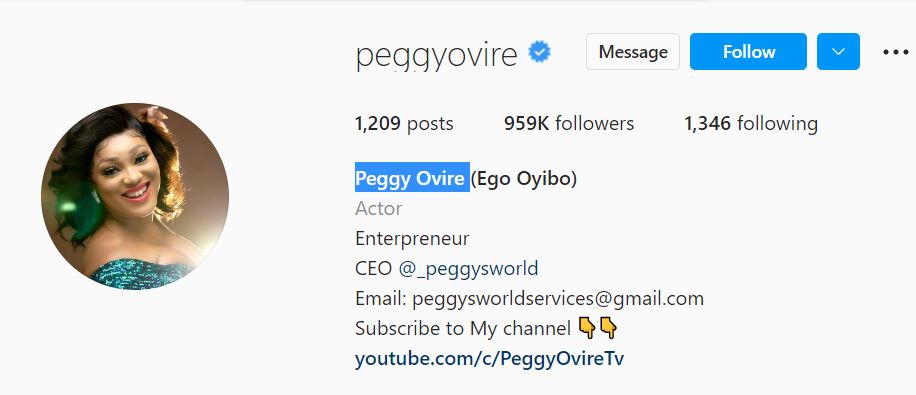 Peggy's Instagram account