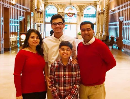 Sauriyan Sapkota with his father mother and brother