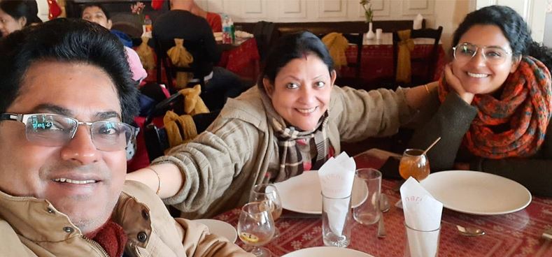 Sonali Chakraborty with her spouse and daughter