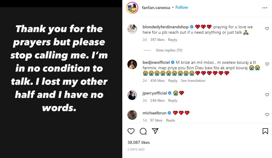 Vanessa Fanfan shattered on Mikaben death