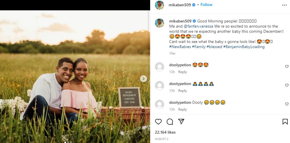 Vanessa is expecting third baby with Mikaben