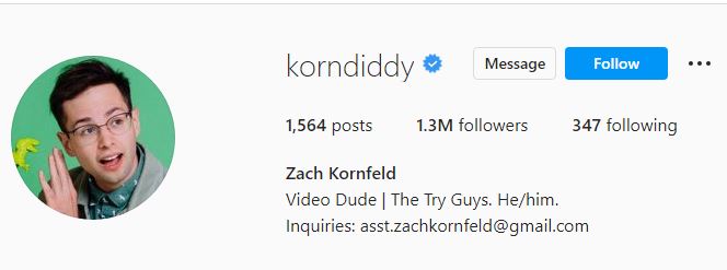 Zach's Instagram account