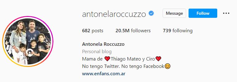 Antonela's Instagram account