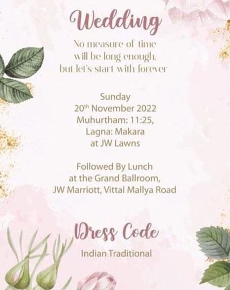 Anusha and Naga Shaurya's wedding details