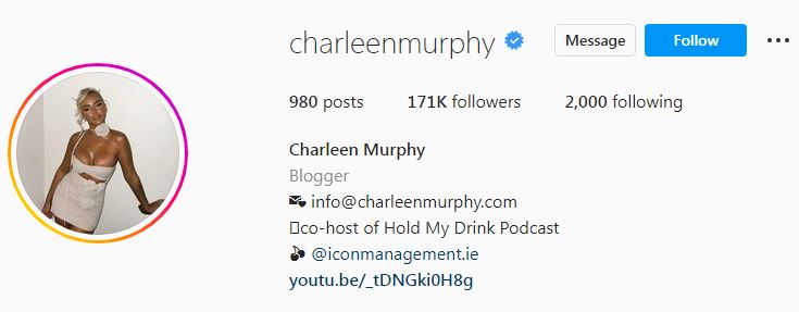 Charleen's Instagram account