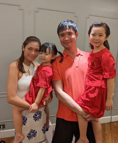 Charles Tiu Blazers with his wife and kids