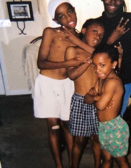 Childhood photo of Takeoff with his siblings