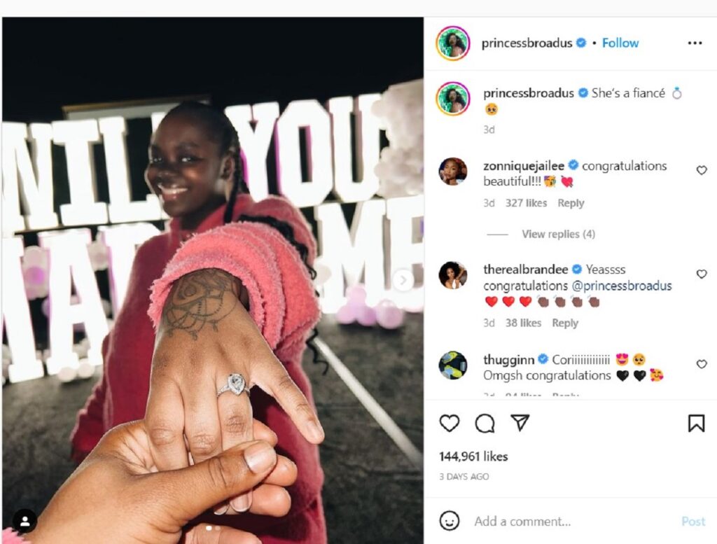 Cori Broadus Engagement with Boyfriend