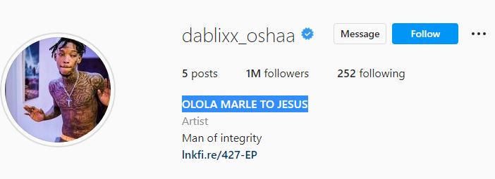 Dablixx's Instagram account