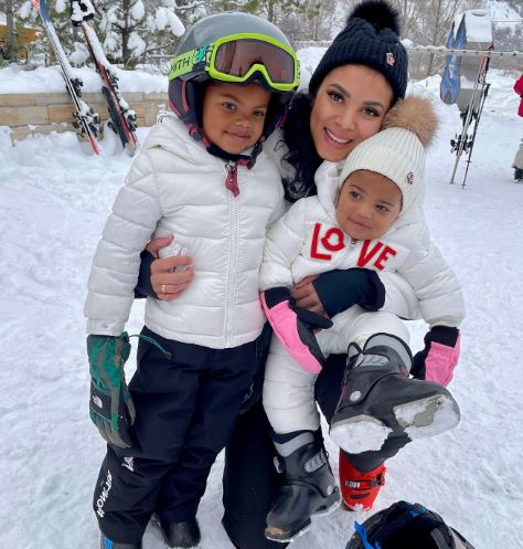 Eniko Hart with her son and daughter
