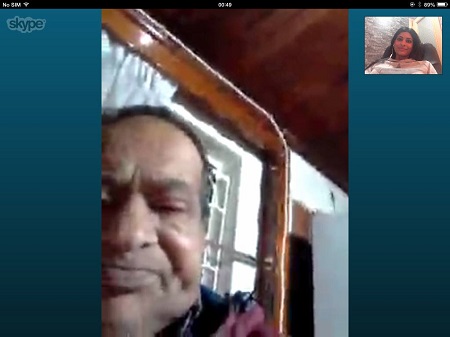 Farhana Bodi havign Skype call with her father when he was alive