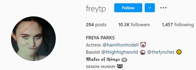 Freya Parks IG handle