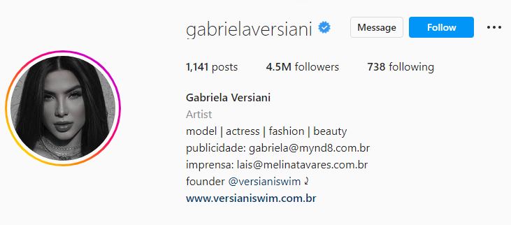 Gabriela's Instagram account