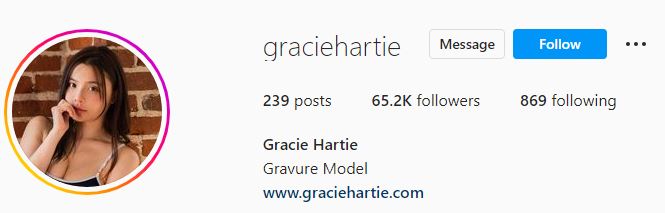 Gracie's Instagram account