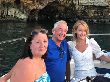 Hayley Roberts with her father and mother