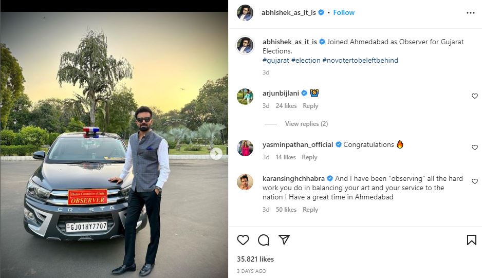 IAS Abhishek Sacked from Election Duty in Gujarat over Instagram Post