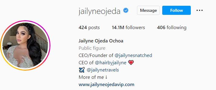 Jailyne's Instagram account