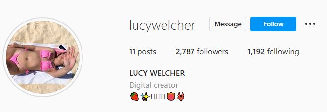 Lucy's Instagram profile