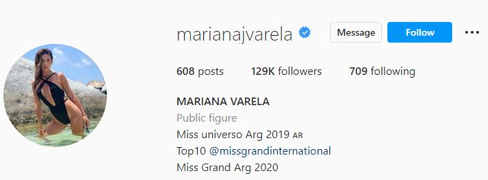 Mariana's Instagram account