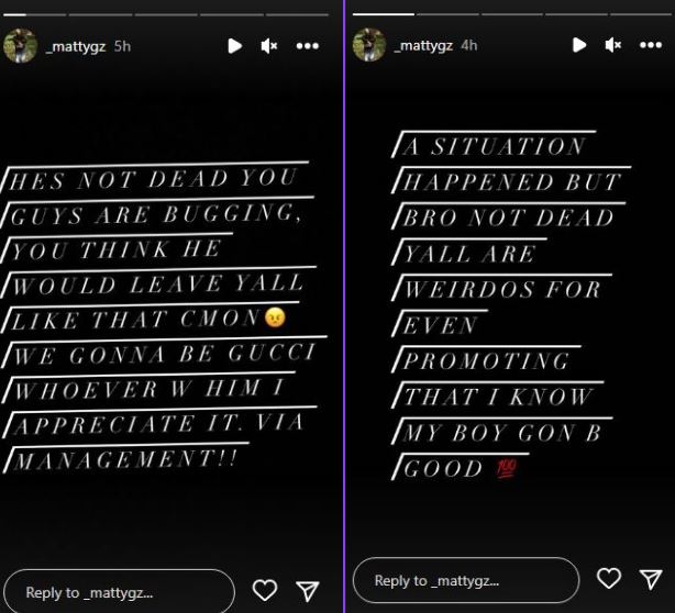 Matty GZ Instagram story