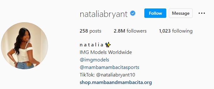 Natalia's Instagram account