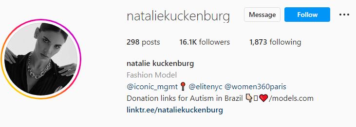 Natalie's Instagram account