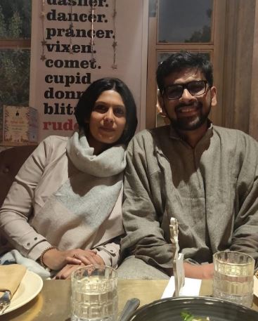 Palki Sharma Upadhyay with her husband