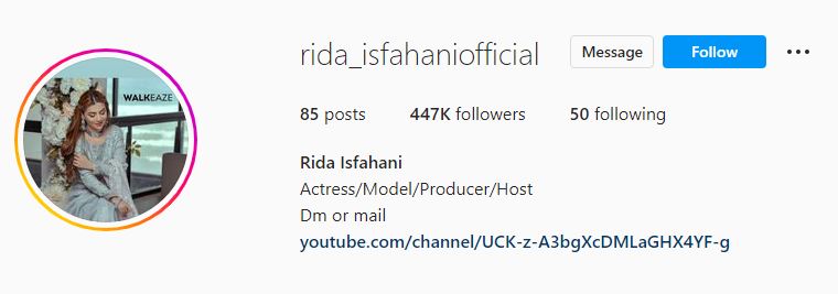 Rida's Instagram account