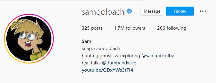 Sam's Instagram account
