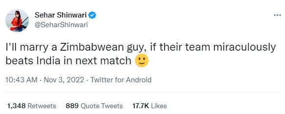 Sehar Shinwari Tweet