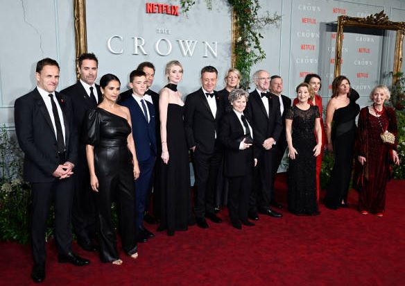 Senan with the cast of The Crown