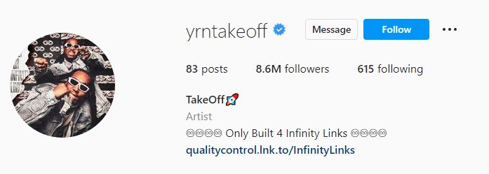 Takeoff's Instagram account