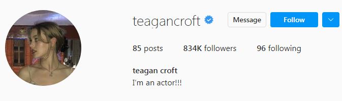 Teagan Croft IG handle