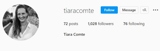 Tiara Comte Instagram account