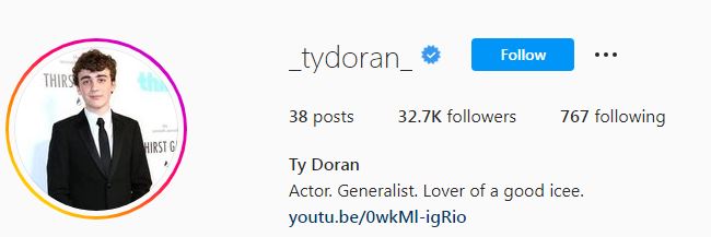 Ty's Instagram account