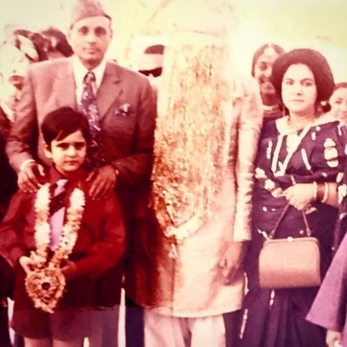 Young Tony with his parents on his elder brother's wedding
