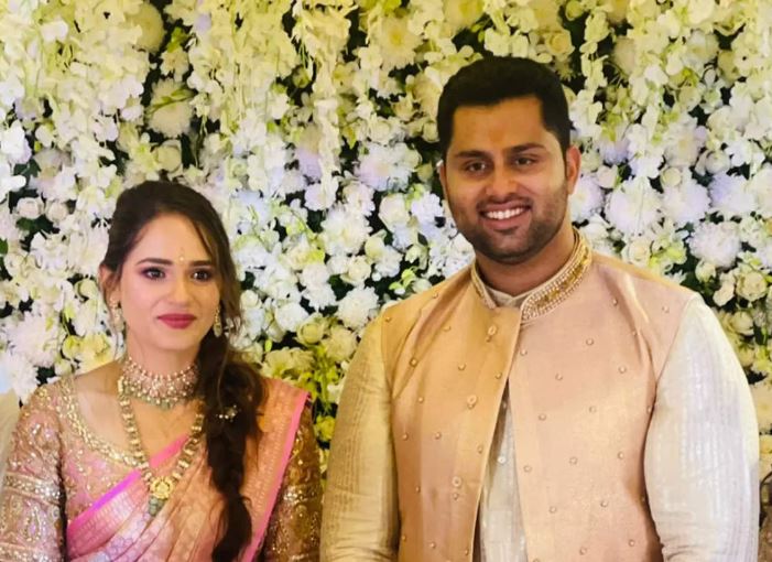 Abhishek Ambareesh and his fiancée Aviva Bidapa