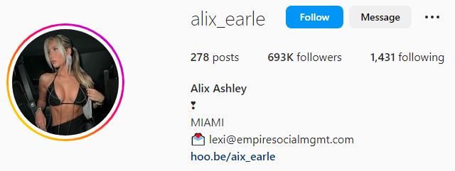 Alix's Instagram account