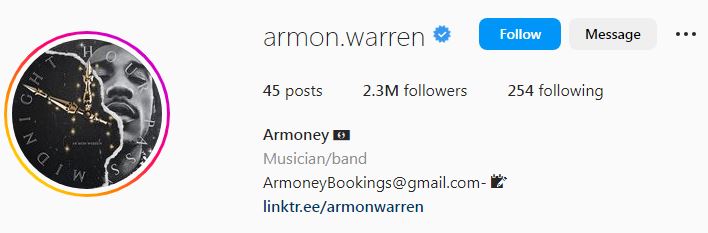 Armon's Instagram account