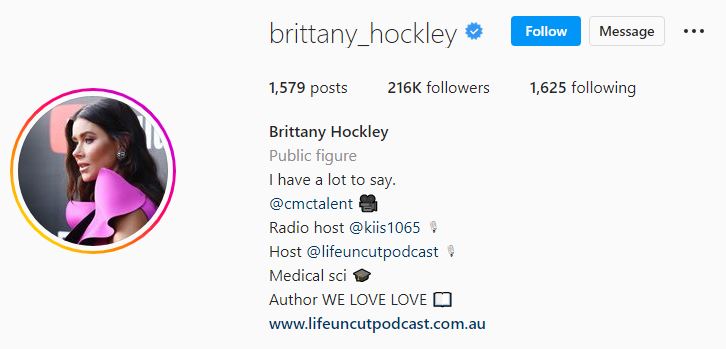 Brittany's Instagram account