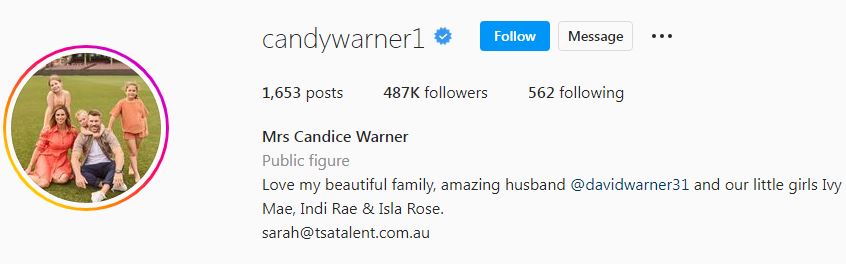 Candice's Instagram account