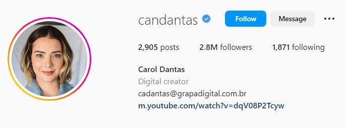 Carolina's Instagram account