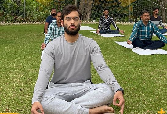 Chaitanya Sharma does Yoga
