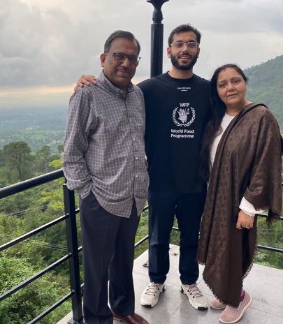 Chaitanya Sharma with his father and mother